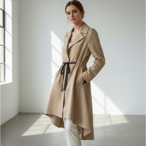 Nikki Jones tan a-line cotton trench coat with tie waist - size Medium (M) NWOT